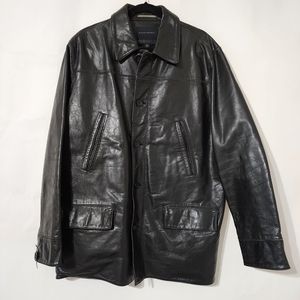 Banana Republic Vintage Men's Black Leather Jacket - XL